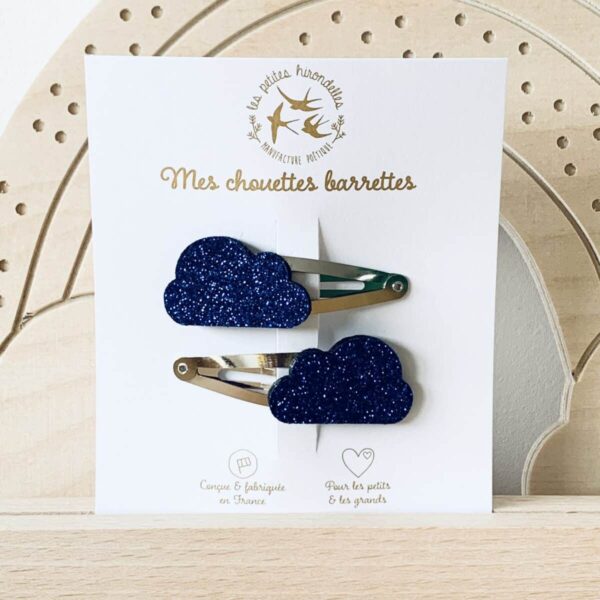 BARRETTES  - NUAGES  - BLEU