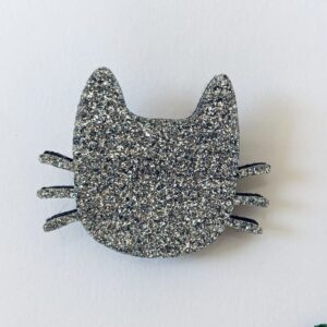 BROCHE CHAT MOUSTACHE  - ARGENTE