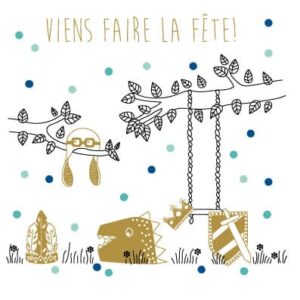 5 CARTES + ENVELOPPES - VIENS FAIRE LA FETE