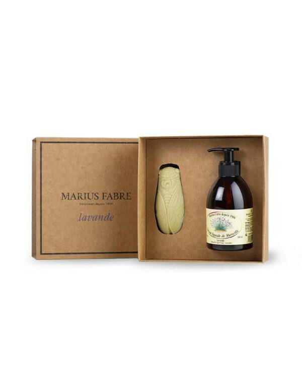 Coffret "Savon liquide et savon cigale", parfum Lavande