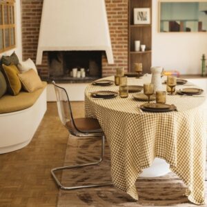 NAPPE EN LIN VICHY CURRY 175*250