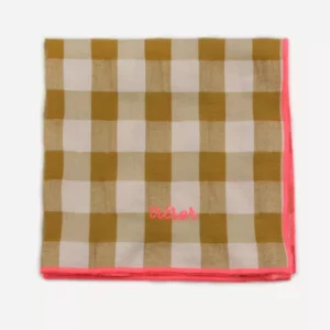 SERVIETTE DE TABLE BRODÉE  "TRÉSOR" - MOUTARDE
