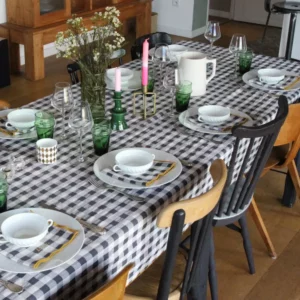 NAPPE  VICHY BRODEE - REGLISSE - 140*250 – Image 4