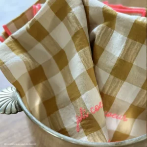 SERVIETTE DE TABLE BRODÉE "DARLING" - MOUTARDE – Image 4