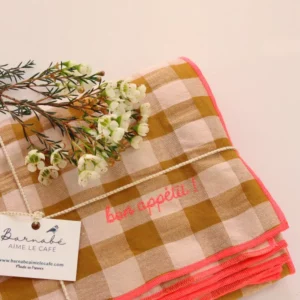 NAPPE  VICHY BRODEE  - MOUTARDE - 140*250