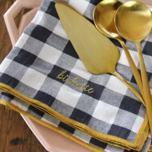 SERVIETTE DE TABLE BRODÉE  "BICHETTE" - RÉGLISSE – Image 2