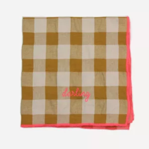 SERVIETTE DE TABLE BRODÉE "DARLING" - MOUTARDE