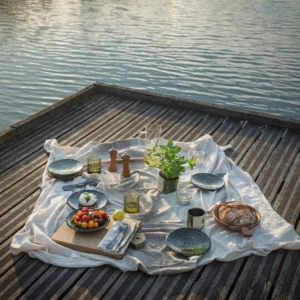 Mini nappe Tie and Dye 100x100 cm -TANDORI Ciment – Image 2