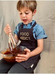 TABLIER ENFANT LIN ET COTON MARCEL "CAVIAR" – Image 6