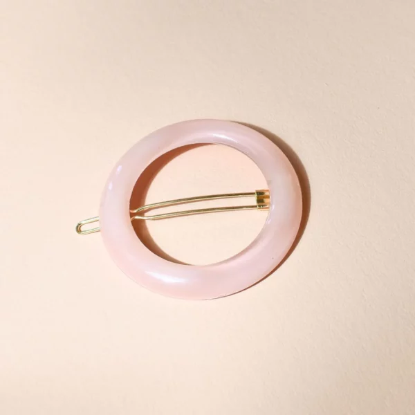 Barrette ronde rose dragée