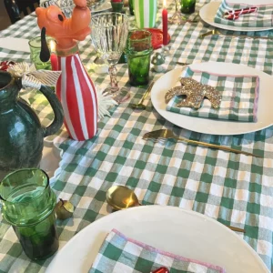 NAPPE CARREAUX VICHY Sauge 140 x 250 cm