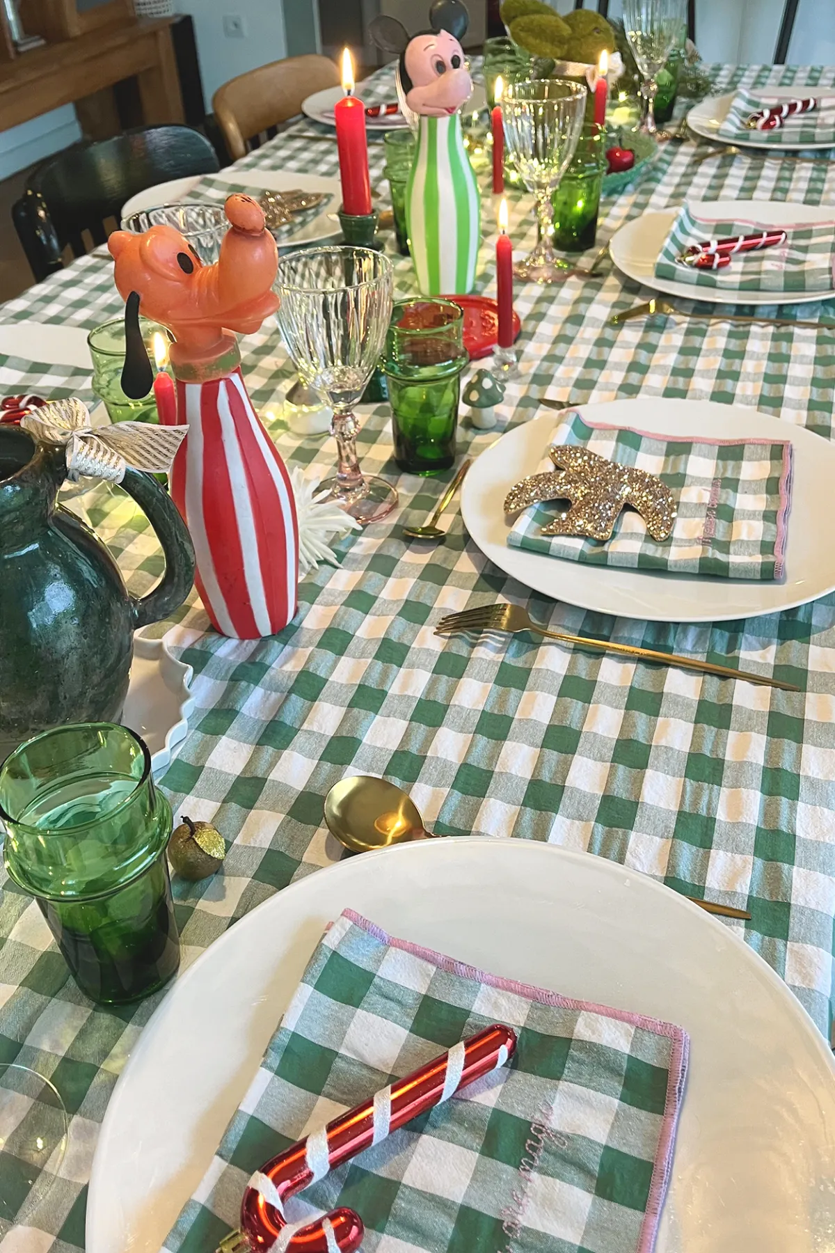 NAPPE CARREAUX VICHY Sauge 140 x 250 cm