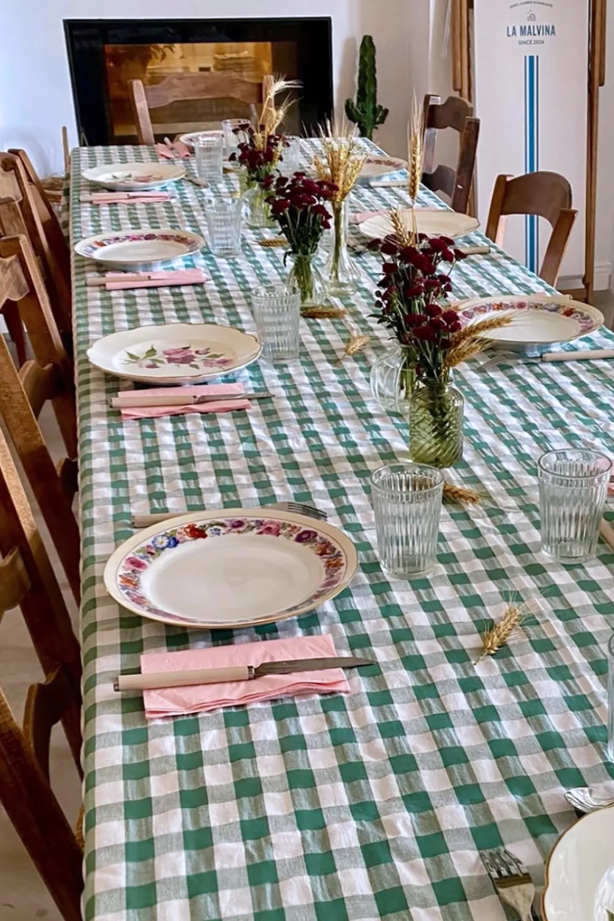 NAPPE CARREAUX VICHY Sauge 140 x 250 cm – Image 5