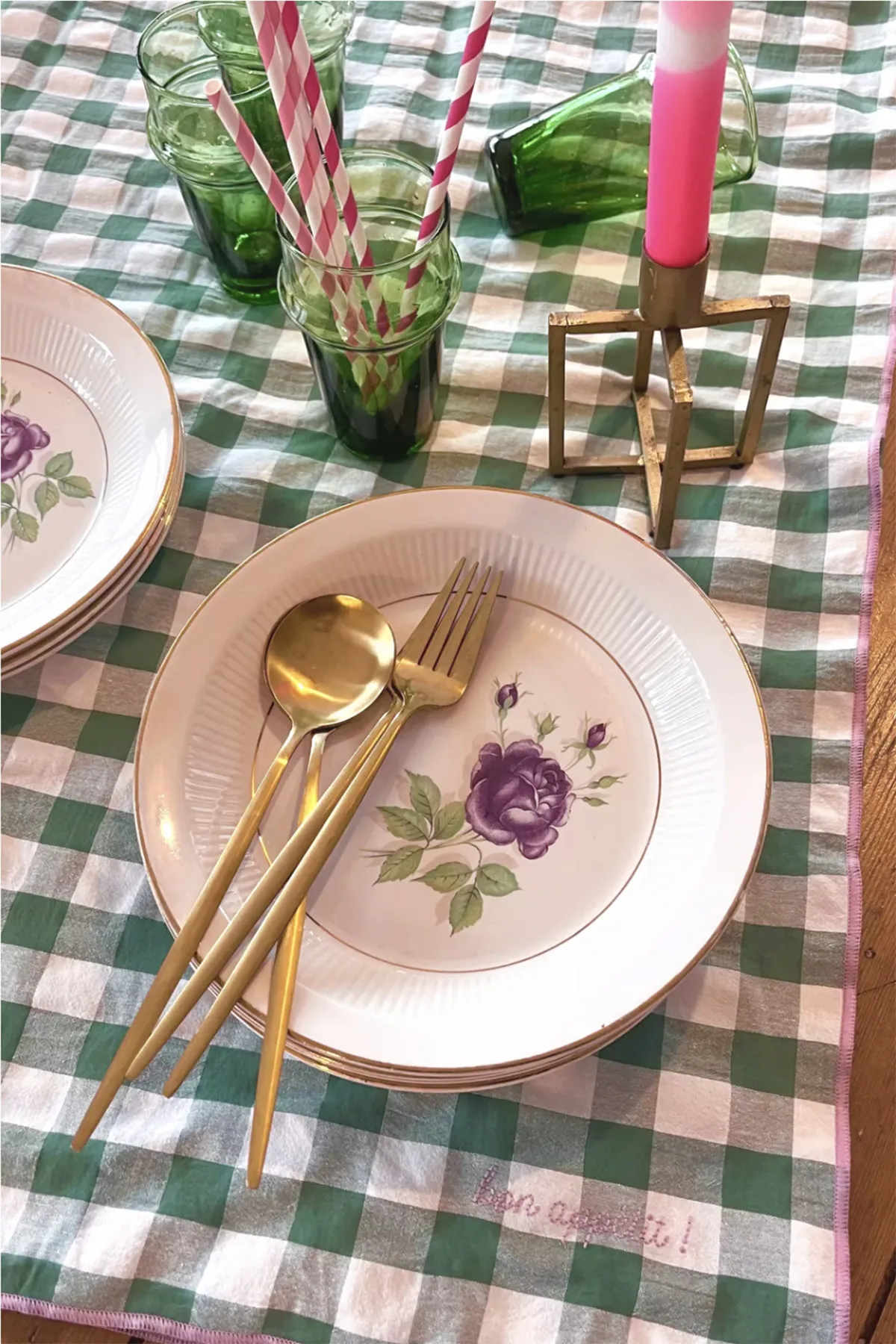 NAPPE CARREAUX VICHY Sauge 140 x 250 cm – Image 3