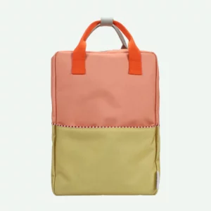 Grand sac à dos - rose corail + vert roseau