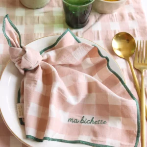 SERVIETTE DE TABLE BRODÉE MACARON - BICHETTE