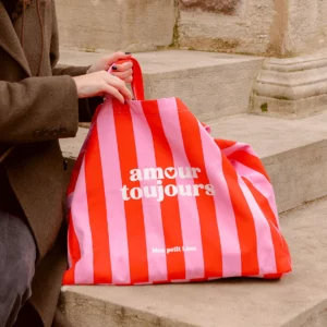 CABAS XXL - RAYE  ROSE  - AMOUR TOUJOURS