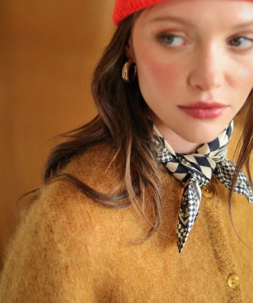 FOULARD PETIT DAMIER ENCRE – Image 4