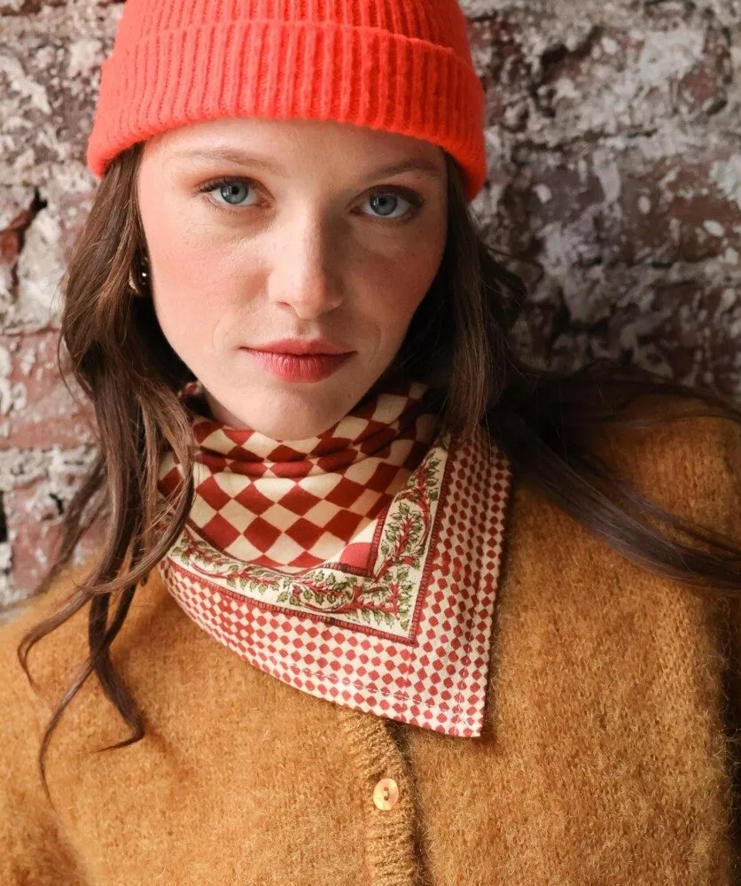FOULARD PETIT FORMAT Damier Grenat