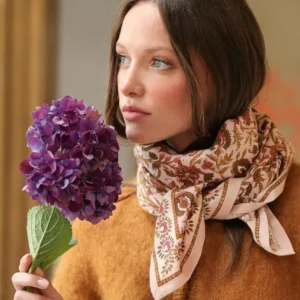 FOULARD GRAND FORMAT Mina rose poudre