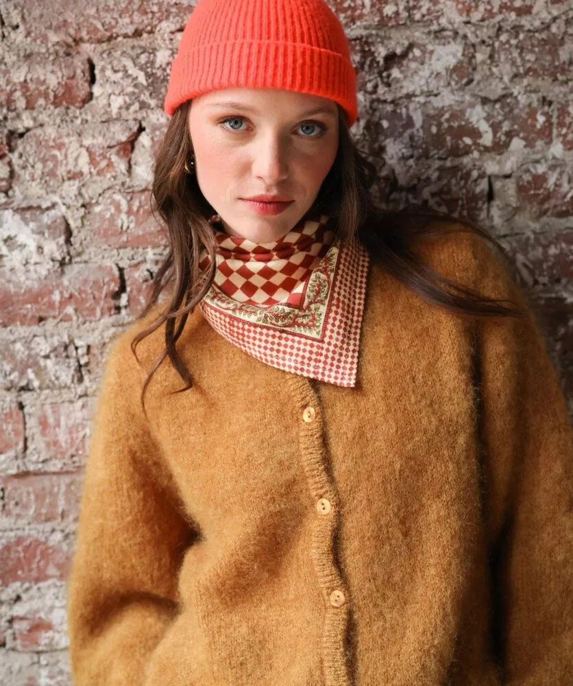 FOULARD PETIT FORMAT Damier Grenat – Image 3