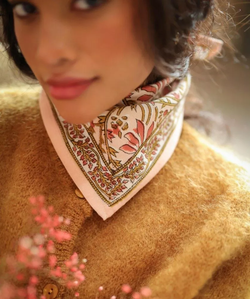 FOULARD PETIT FORMAT Palmyre Rose Poudré