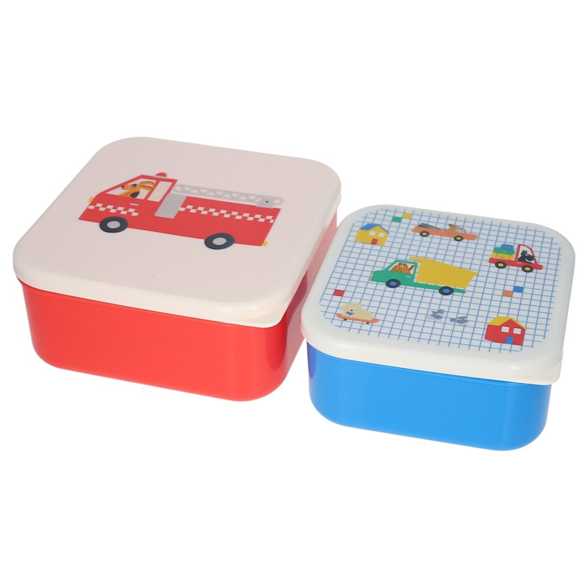 Lot de 2 boîtes à goûter véhicules et chiens