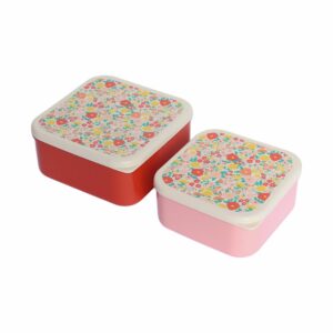 Lot de 2 boîtes à goûter fleuries