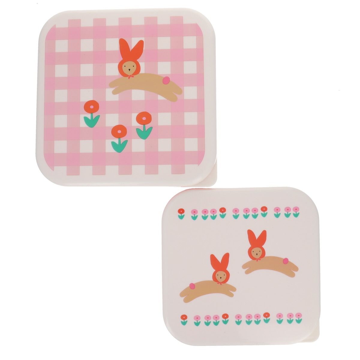 Lot de 2 boîtes à goûter vichy lapin rose - Chichi pompon – Image 3
