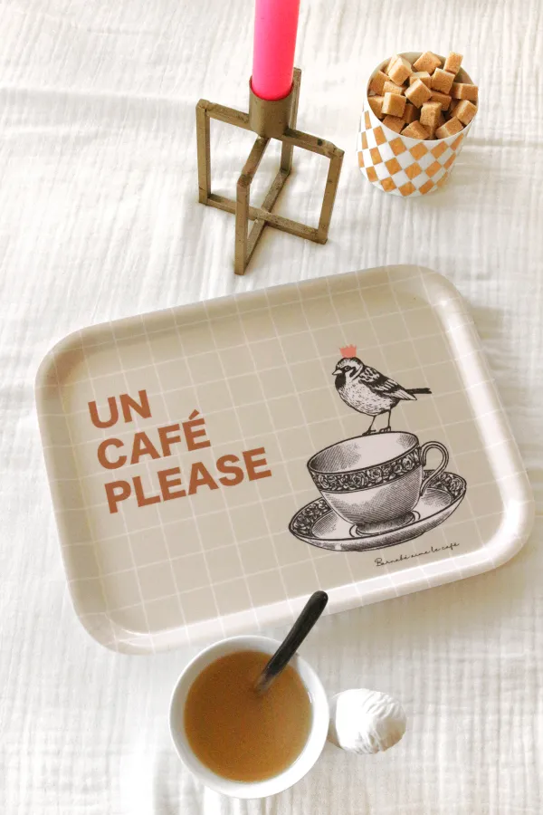 PLATEAU EN BOIS DE BOULEAU - TASSE CAFE