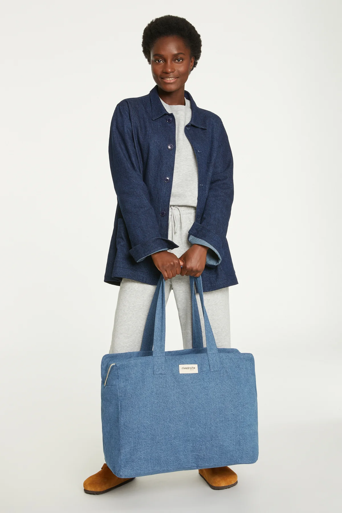 ELZÉVIR LE GRAND SAC WEEKEND - Denim Clair recyclé