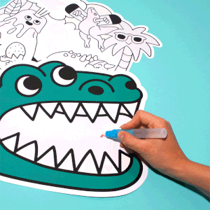 DINOS -SETS DE TABLE À COLORIER À L'EAU