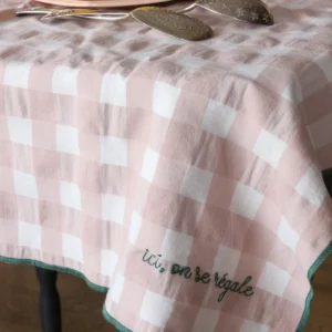 NAPPE  VICHY BRODEE MACARON 140*140