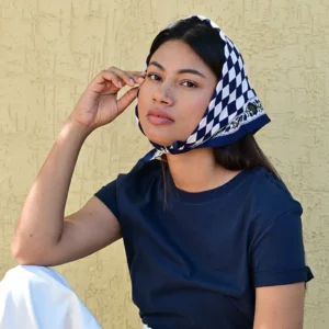 PETIT FOULARD CHECKS BLEU MARINE