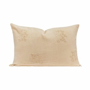 Coussin brodé en coton flammé 40x60 cm DOMINGO Poudre