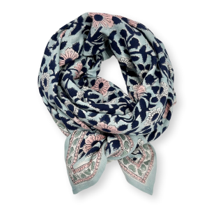 FOULARD LATIKA "COEUR" BLEU GLACIER