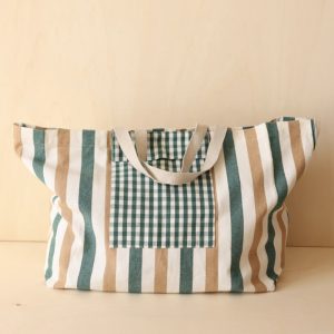 SAC DE PLAGE A RAYURES - EMERAUDE