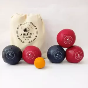 Boules de Pétanques Pack Cuir Recyclé Bleu & Rouge