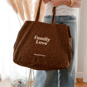 CABAS XXL LEOPARD MARRON FAMILY LOVE