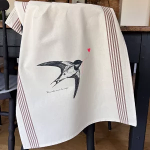TORCHON SERIGRAPHIE HIRONDELLE