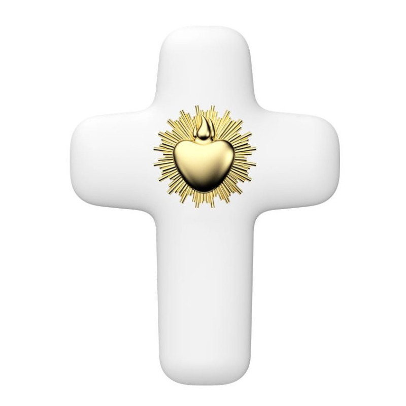 Croix Ex-voto en pierre d'albâtre avec dorure