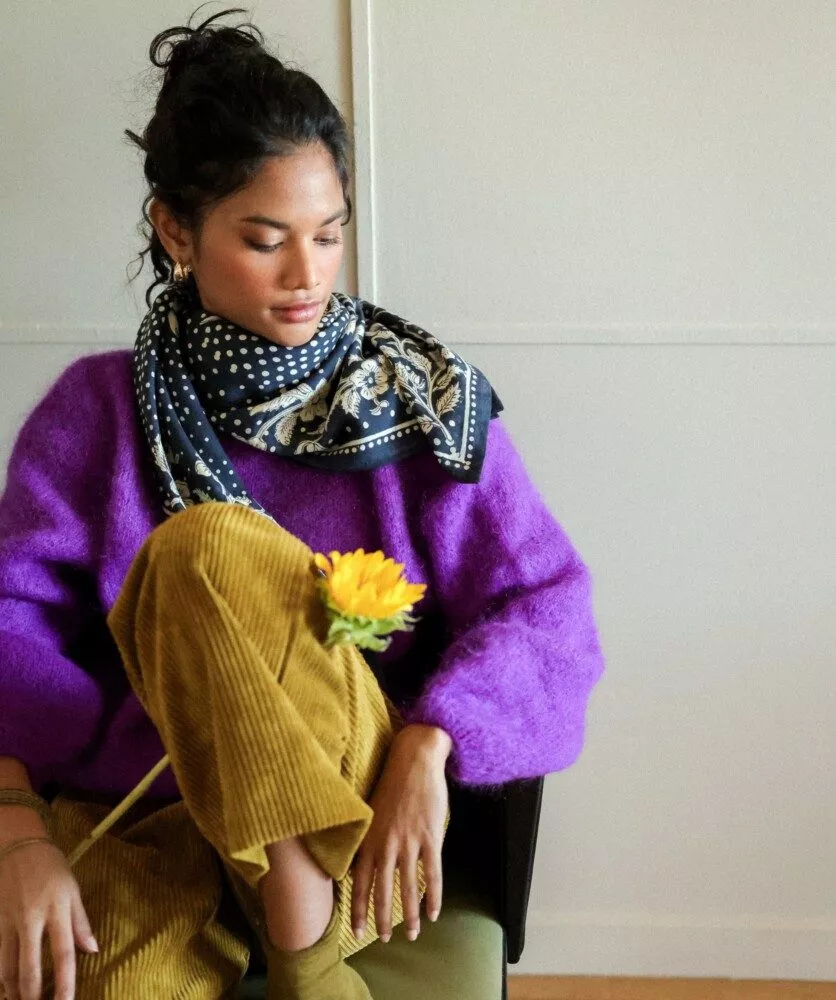 FOULARD GRAND FORMAT Hindi Bandana Encre – Image 3