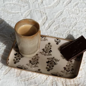 Plateau métal Hoya bordure dorée 10*15