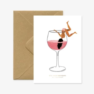 CARTE  ANNIVERSAIRE JUST UN VERRE