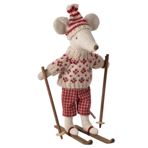 SOURIS SKIEUR AVEC PAIRE DE SKIS - MAMAN