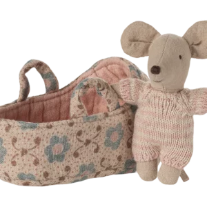 Bébé souris dans son couffin - RoseANS SON COUFFIN ROSE