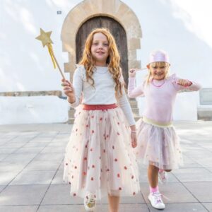 Jupon Celestine long beige coeur rouge – Beige