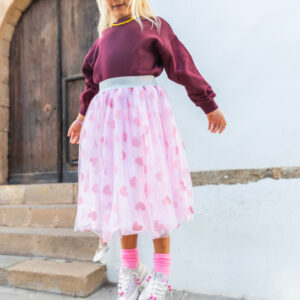 Jupon long coeur pailleté – Rose