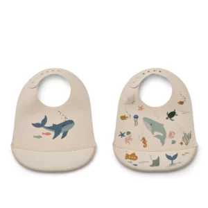 LOT DE 2 BAVOIRS IMPRIMÉS TILDA - CREATURES MARINES