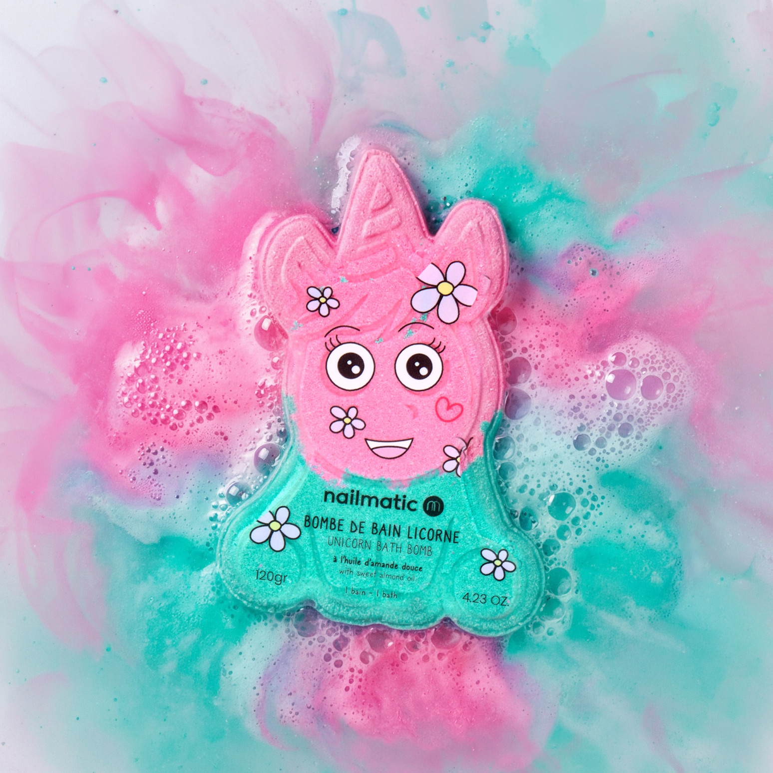 BOMBE DE BAIN LICORNE ROSE ET VERTE